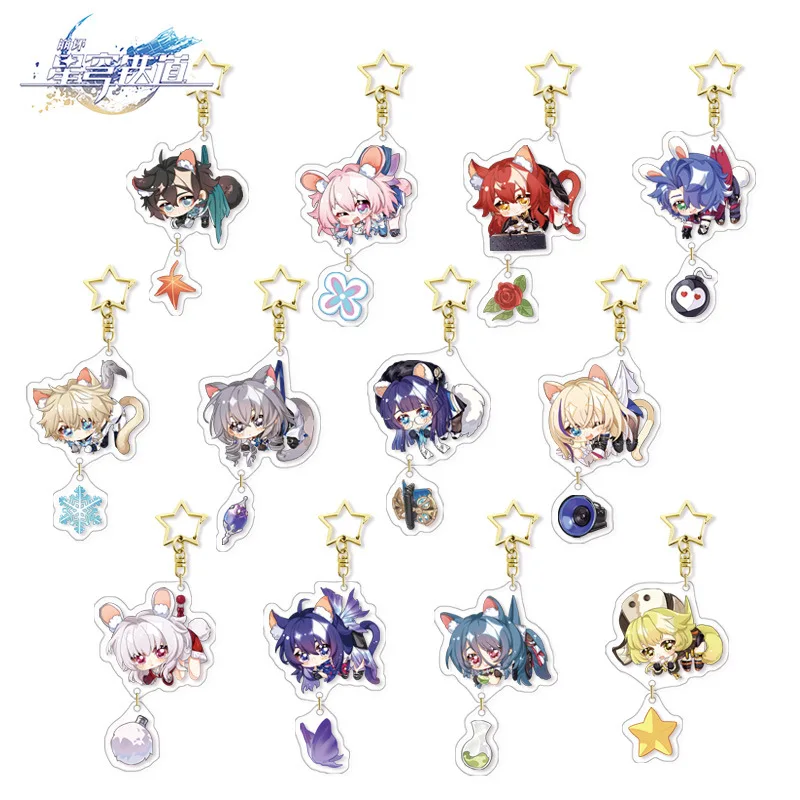 

10Pcs/lot Game Honkai: Star Rail Acrylic Keychain March 7th Bronya Himeko Dan Heng Cosplay Pendant Keyring Bag Accessories Gifts