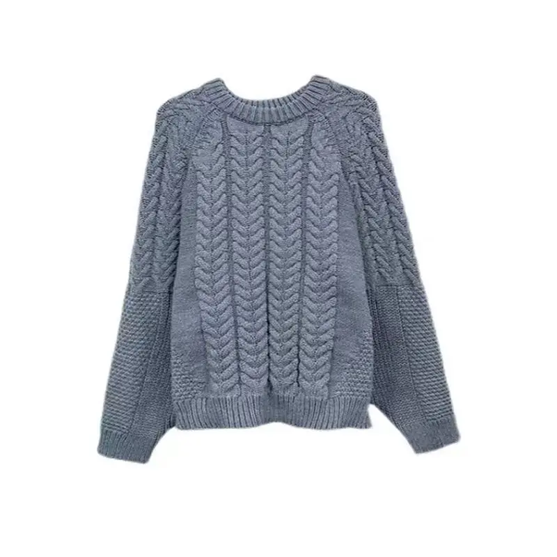 Autumn Winter Sweaters Vintage Women 2023 Casual Loose O-Neck Knits Pullovers Skirts Outfits Lady Simple Gray Tops Skirt Sets