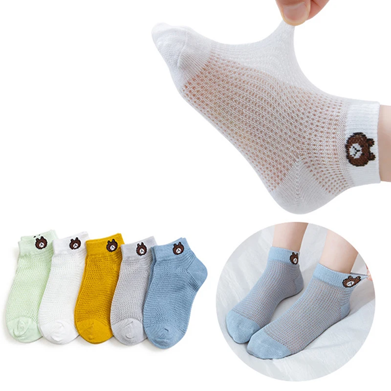 Cotton Baby Short Socks 1 Pair Toddler Boys Girls Summer Mesh Thin Sock Kids Children Colorful Socks