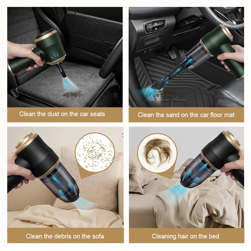 High Power Car Blower Vacuum, 2-in-1 Strong Suction & Blowing, Portable for Auto/Home Cleaning, Dust Removal from Seat/Mat/Trunk 2