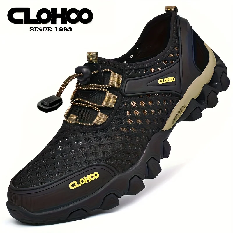 CLOHOO Male Casual Mesh Sports Shoes Lightweight Non-Slip Rubber Sole Hiking Shoes Outdoor Camp Walking Men Shose Summer
