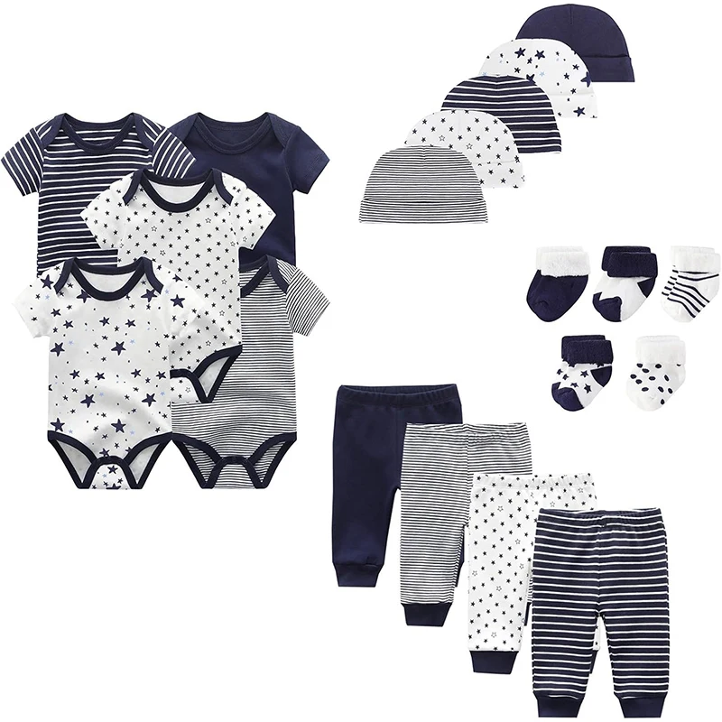 Unisex Baby Boy Girl Layette Sets Bodysuits Pants And Accessories 19 Packs Comfort Infant Outfit New Born Essentials 4