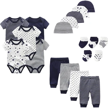 Unisex Baby Boy Girl Layette Sets Bodysuits Pants And Accessories 19 Packs Comfort Infant Outfit New Born Essentials 4