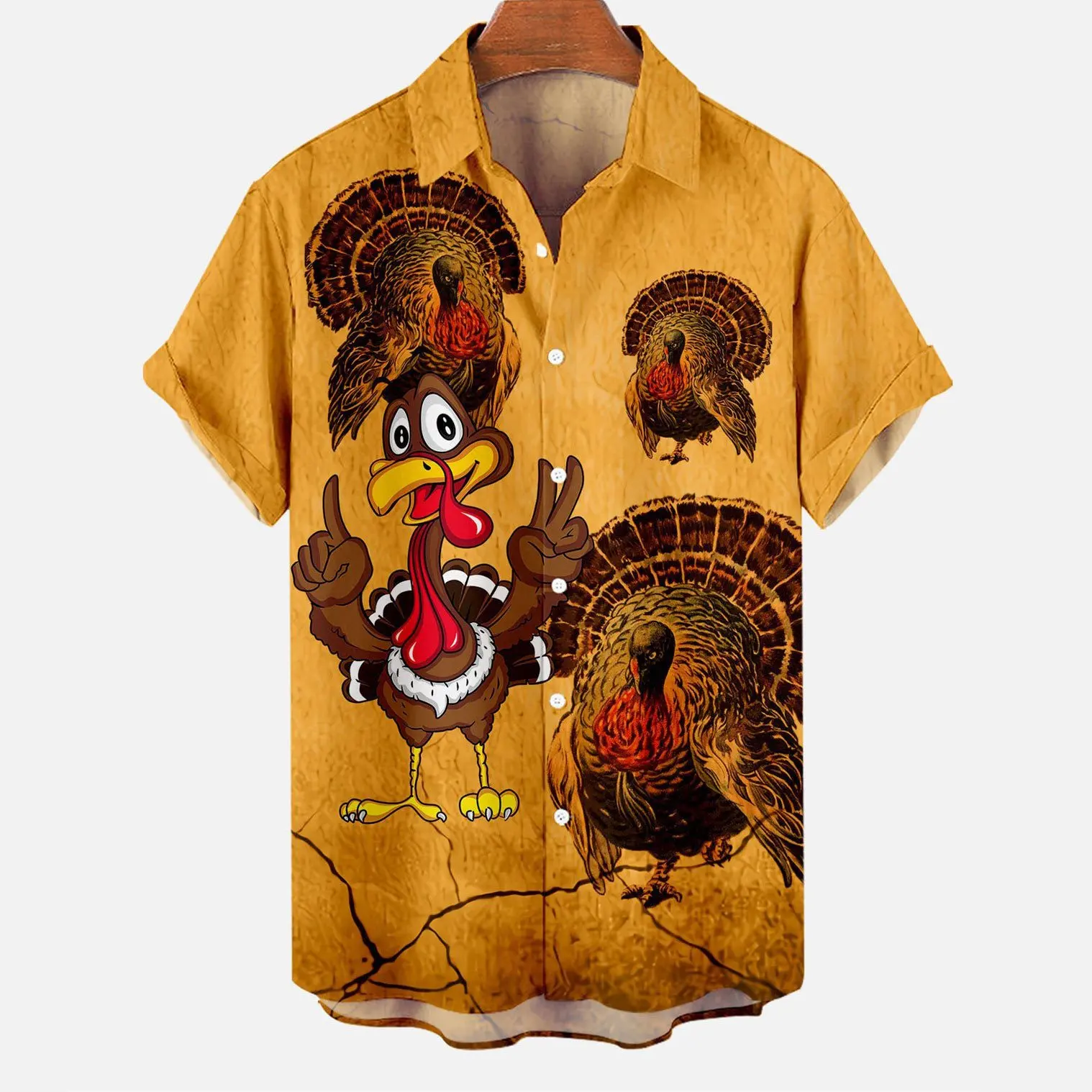 

Men's Casual Thanksgiving Turkey Print Shirt men-s-top Style A5