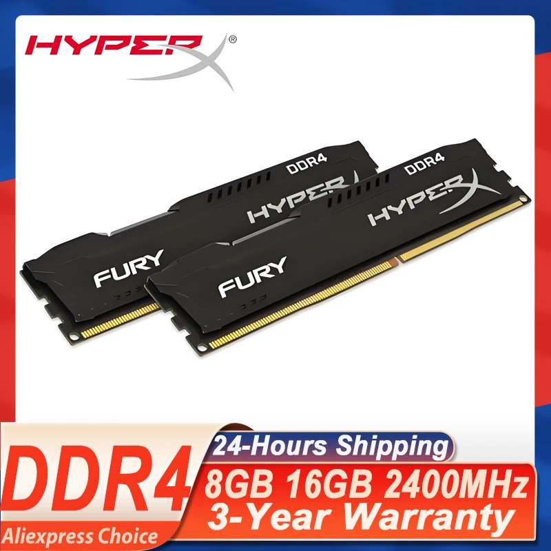 HyperX DDR4 2400MHz 8GB 16GB 32GB Kit (2x16GB) Desktop Memory Single Module