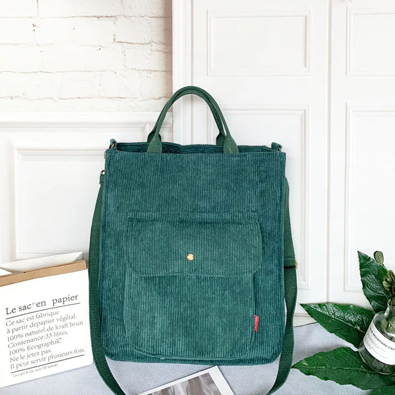 

Bag for Women 2023 Corduroy Shopper Bag Handbag Autumn and Winter Girls Student Bookbag Female Canvas Shoulder Tote Bag