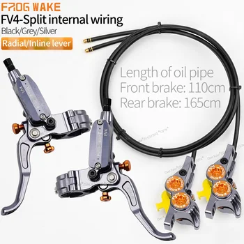 FROG WAKE FV4 Kit freno a disco idraulico a 4 pistoni Tipo split alluminio in linea radiale Freno anteriore/posteriore Parte bici grigia/argento/nera