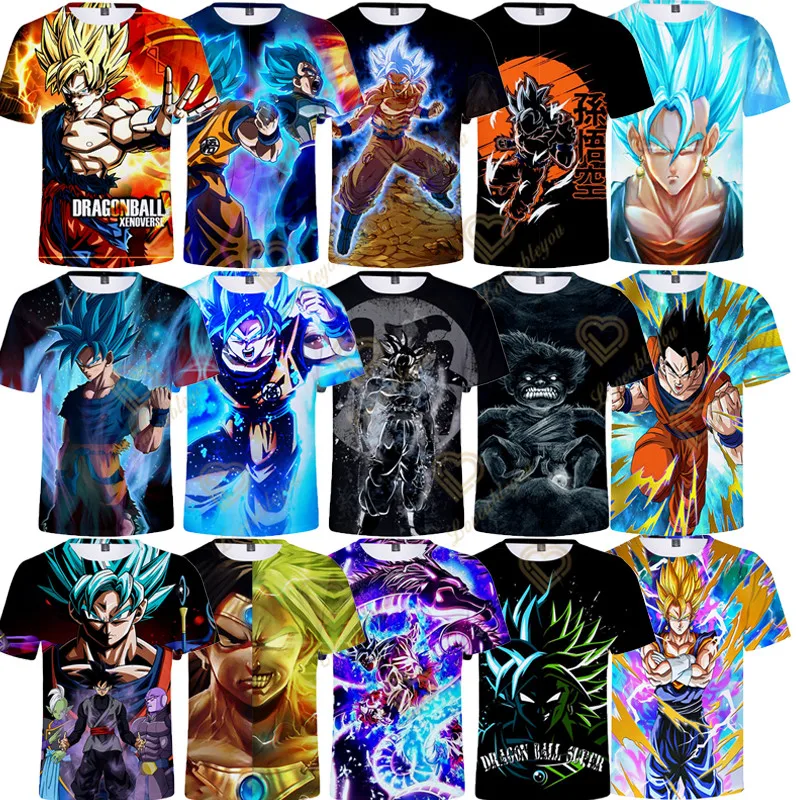 

2022 Summer Dragon Ball Z Boy and Girl T-Shirt 3d Goku Vegeta Printing Children Harajuku Fashion Short-Sleeved Casual Top 4-14Y