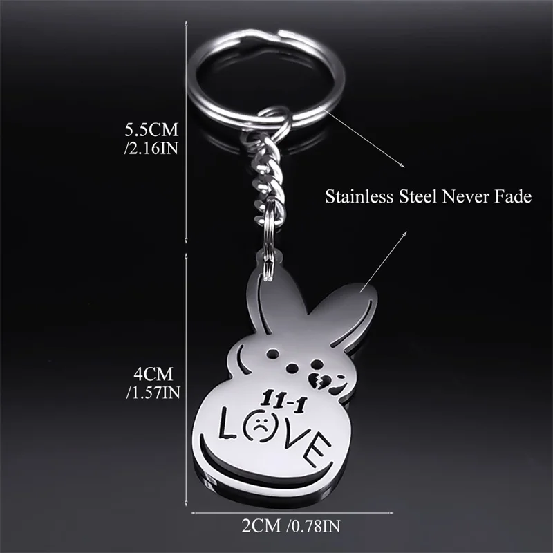 Stainless Steel Metal Key Chain Lil Peep Love Rabbit Sad for