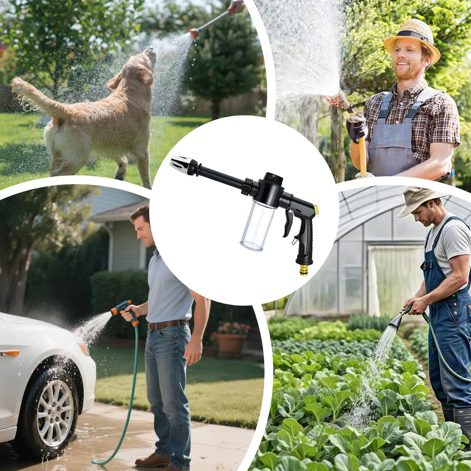 자동차 폼 스프레이어 고압 세척기(디스펜서 병 포함) 조절 가능한 노즐 자동차 비누 스프레이어(자동차, 트럭, 정원, 태양광용)
