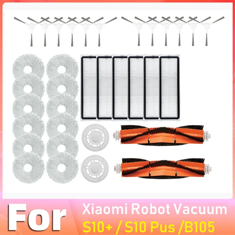 

38PCS Replacemnet Accessories For Xiaomi Robot Vacuum S10+ / S10 Plus /B105 Robot Vacuum Main Side Brush Hepa Filter Mop Cloth