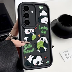 Cute Panda Print Soft TPU Phone Case Cover for Samsung A56 5G (A663 Black)
