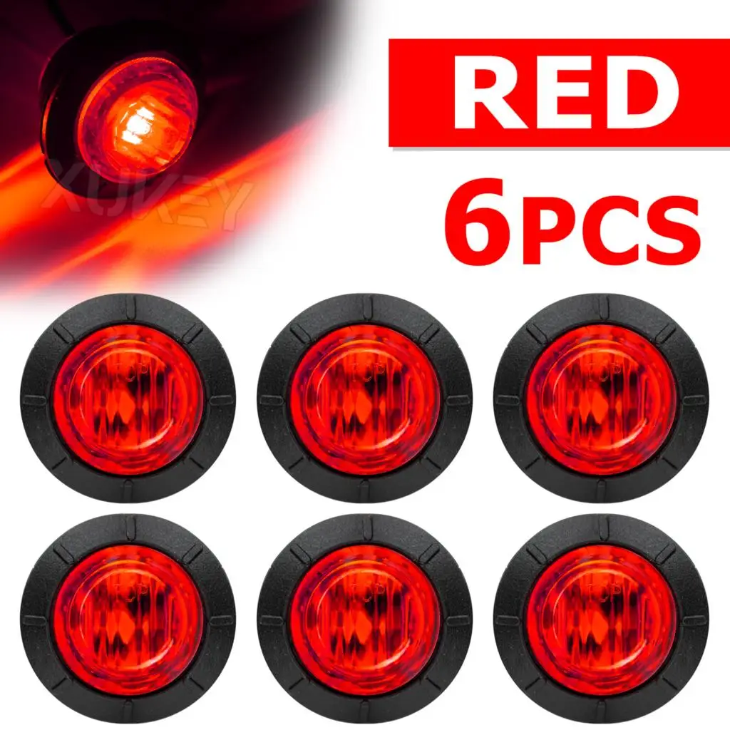 6/10X עגול עמיד למים 3/4" 12V 24V אור צד אדום מחוון אינדיקטור נורת LED משאית משאית משאית משאית סירה BUS RV