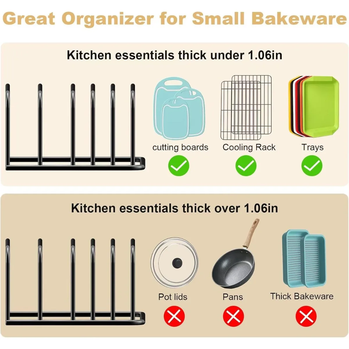 Cutting Board Organizer Holder Rack Baking Cookie Pan Sheets Cooling Small Racks Storage Stand For Kitchen Cabinet Organizer kitchen storage rack,cabinet organizer shelves,kitchen cutlery organizer