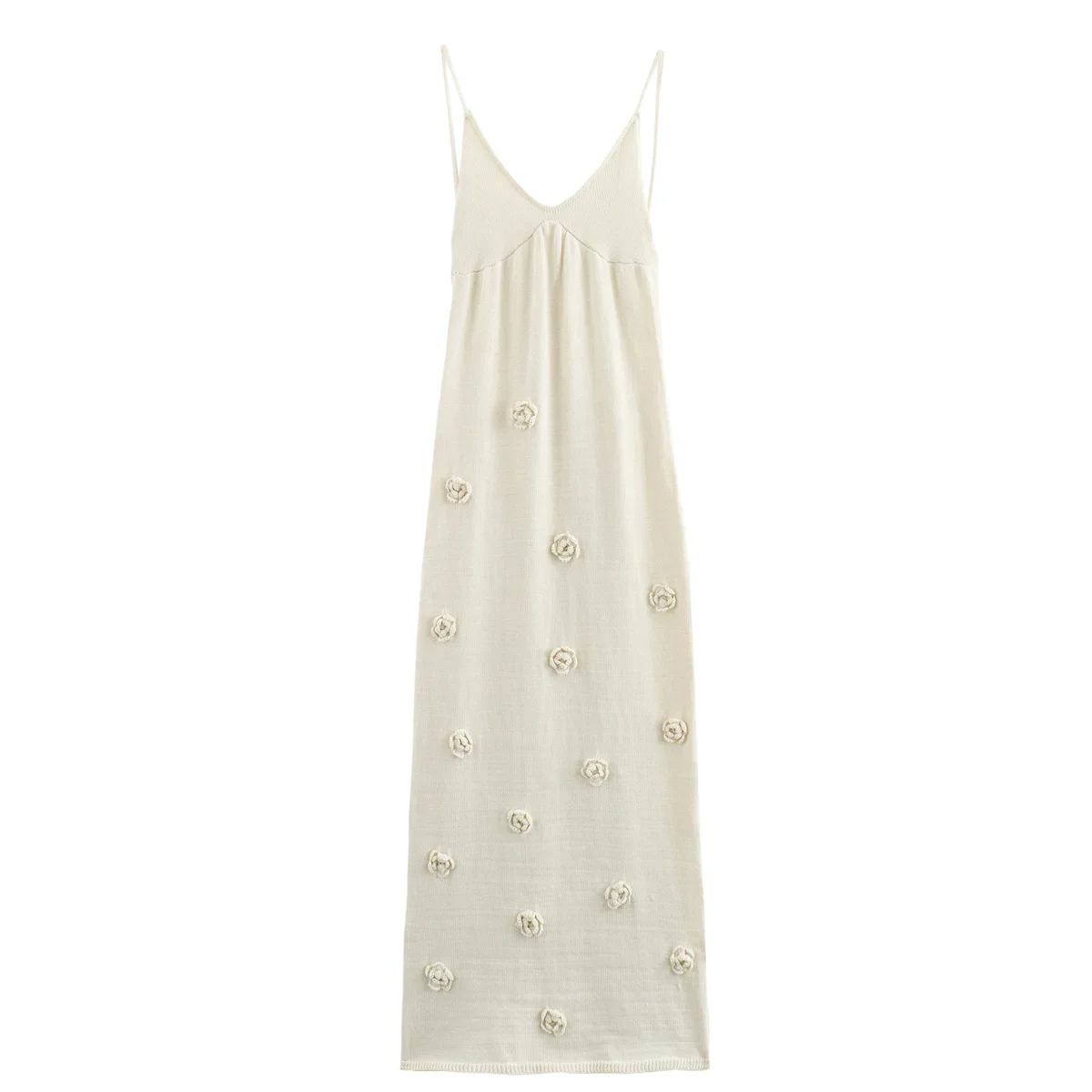 

Women's 2024 New Chic Fashion Temperament Knitted Embroidered Suspenders Long Dress Retro Sleeveless Dress Vestidos Mujer