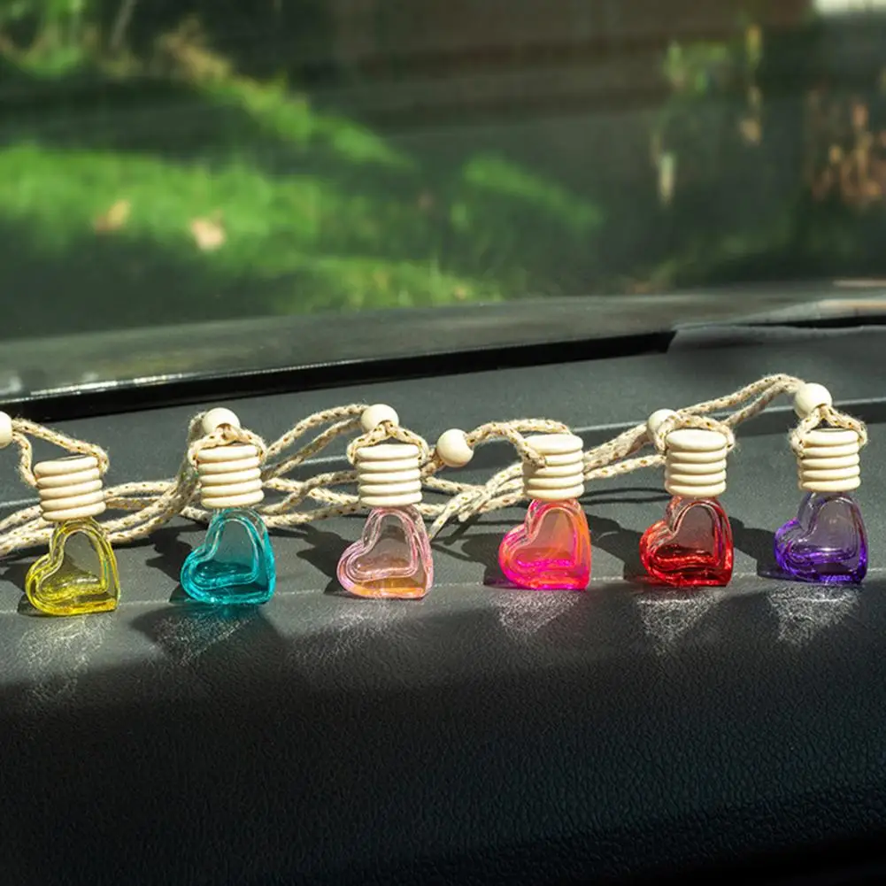 6Ml Car Refillable Perfume Bottle Decoration Wood Lid Clear Glass Aromatherapy Essential Oil Empty Bottle Hanging Pendant