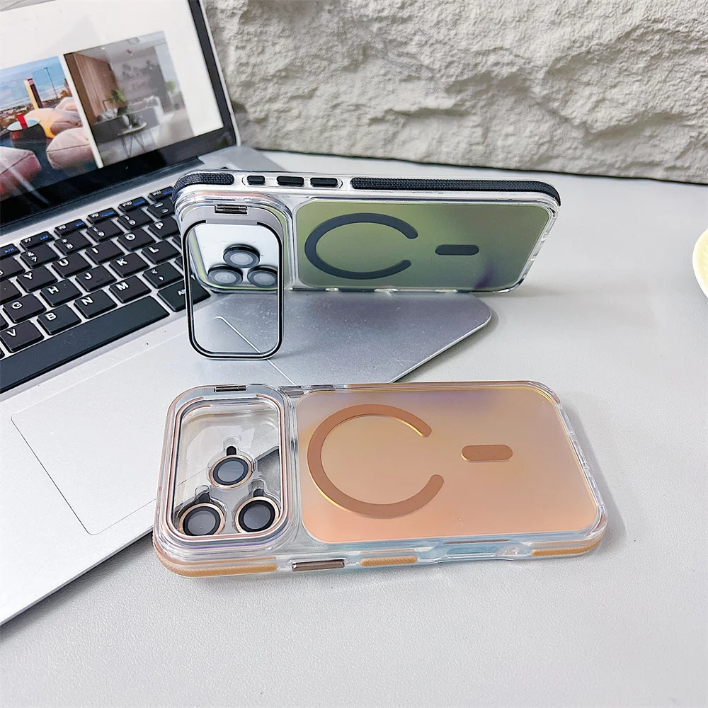 Magnetic Kickstand Phone Case With Lens Protection For Iphone_voghion.com