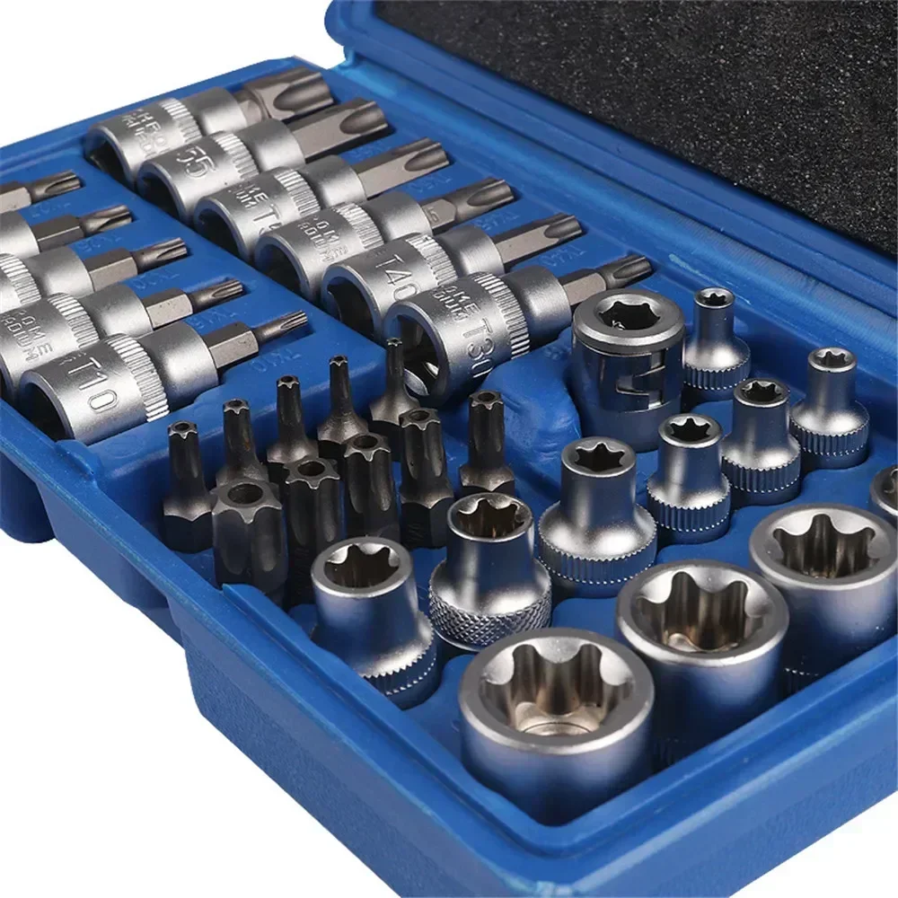 E-Security Bits Drive Torque Handheld Tool Torx Star Sockets & Bit Set Star Socket Automotive Repair Combination Set