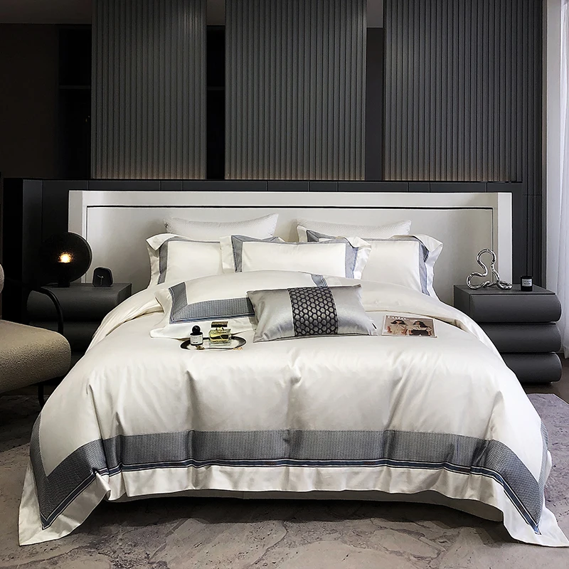 

Luxury 1400TC Pima Cotton Bedding Set Glossy Soft Silky Queen King Size Duvet Cover Set Flat/Fitted Bed Sheet Pillowcases