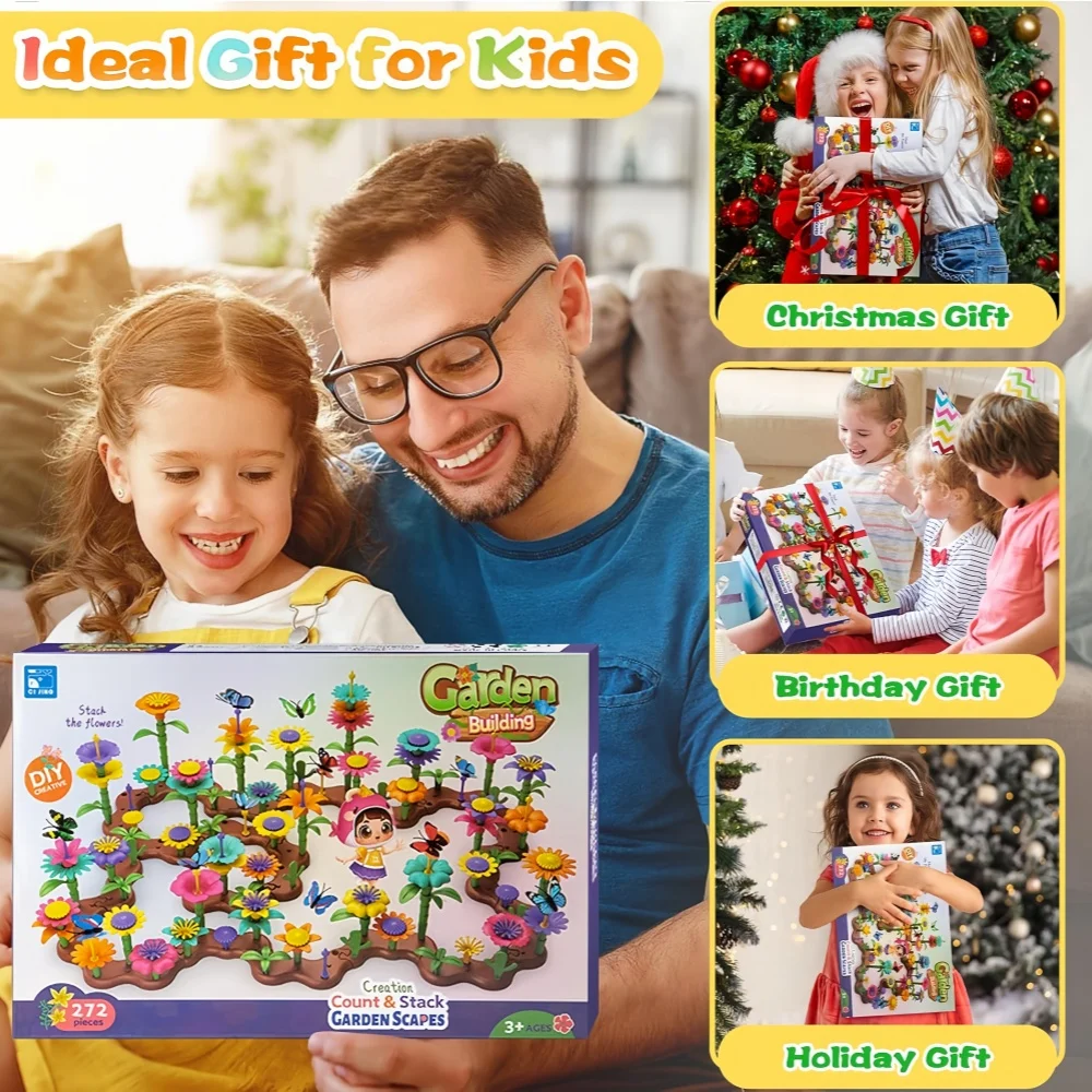 Grow Their Imagination with STEM Educational Flower Garden Building Toy-Perfect Gift for 3-7 Year Old Boys & Girls! 54-224PCS
