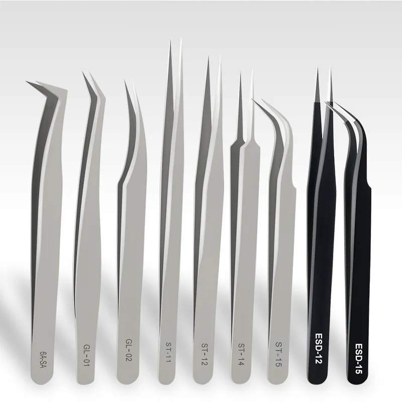 ESD ST SA Series Anti-static Eyelash Extension Tweezer Curved Lash Tweezer Straight Tip Makeup Tool eyelash tweezers