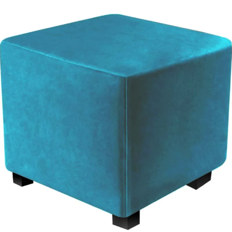 Luxurious Velvet Square Ottoman Cover - Stretchable and Washable Furniture Protector for Footstools and Benches, Available in Three Sizes
