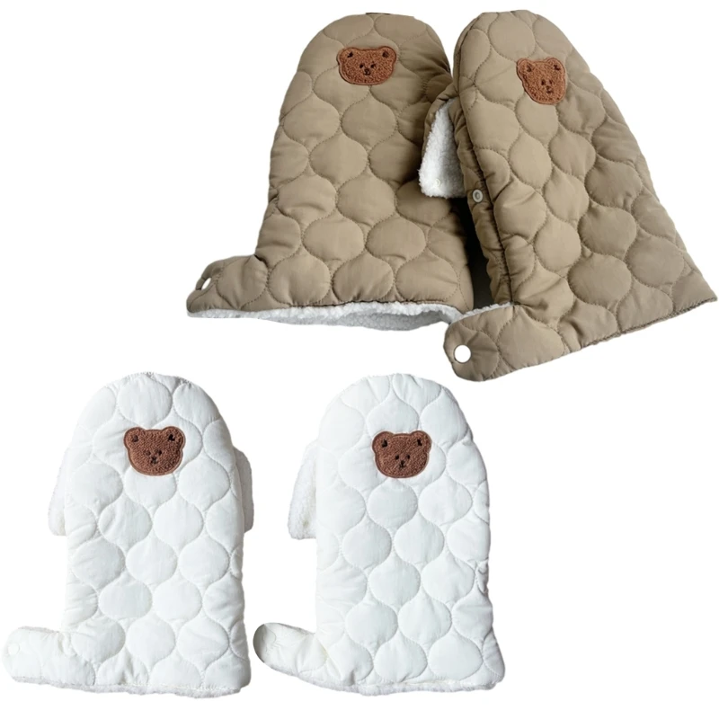 

N80C Baby Stroller Hand Warmers Cozy & Insulated Bear Gloves for Outdoor Adventures
