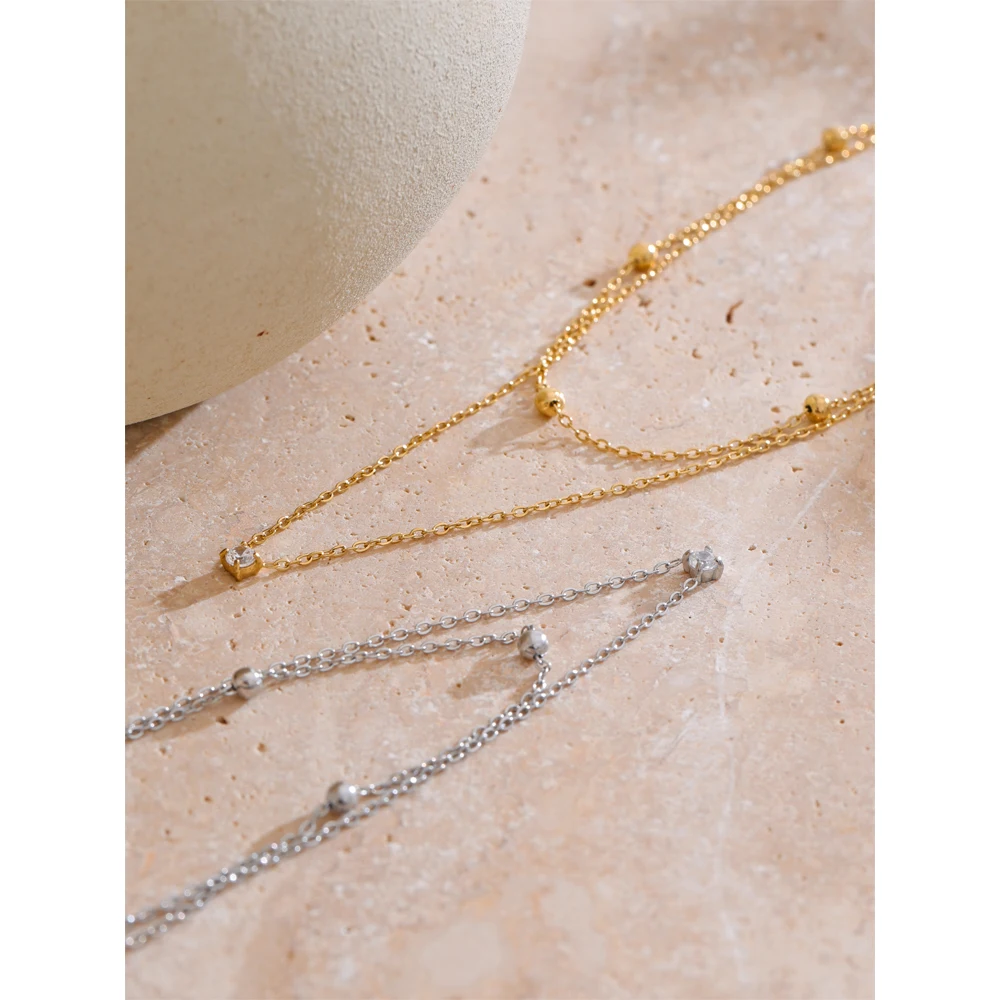 Yhpup Necklace Double Layer Chain for Women