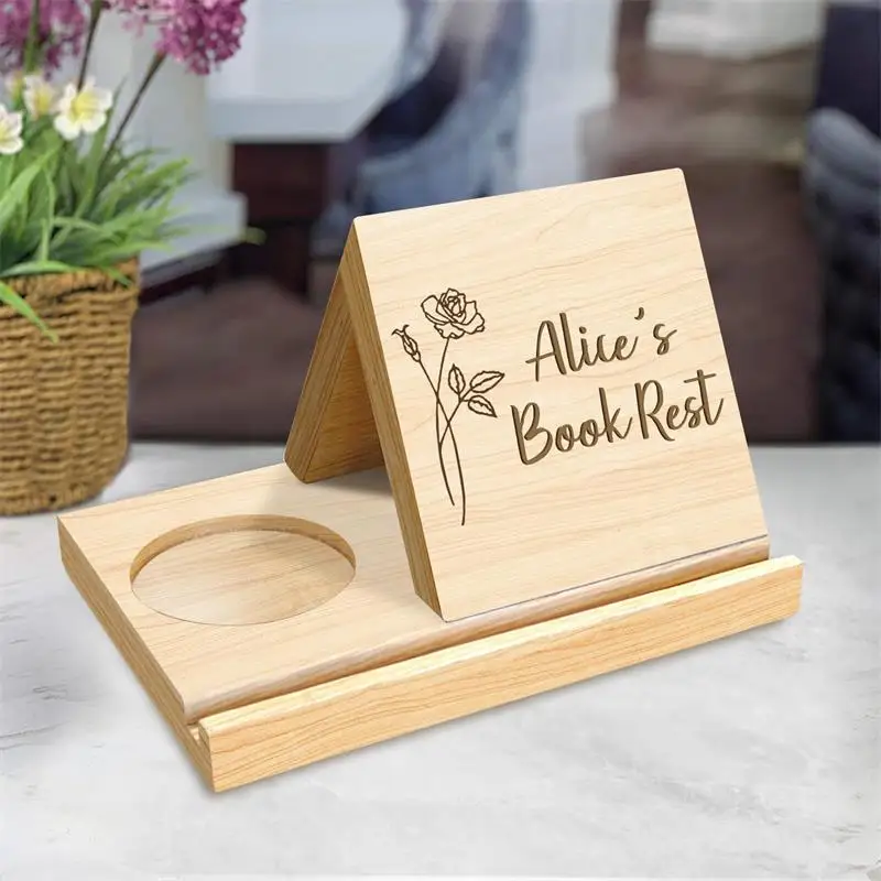 

Personalized Custom Triangle Book Stand DIY Lightweight Bookshelf Small Triangle Bookshelf with Cup Holder Desk Decoration Gift