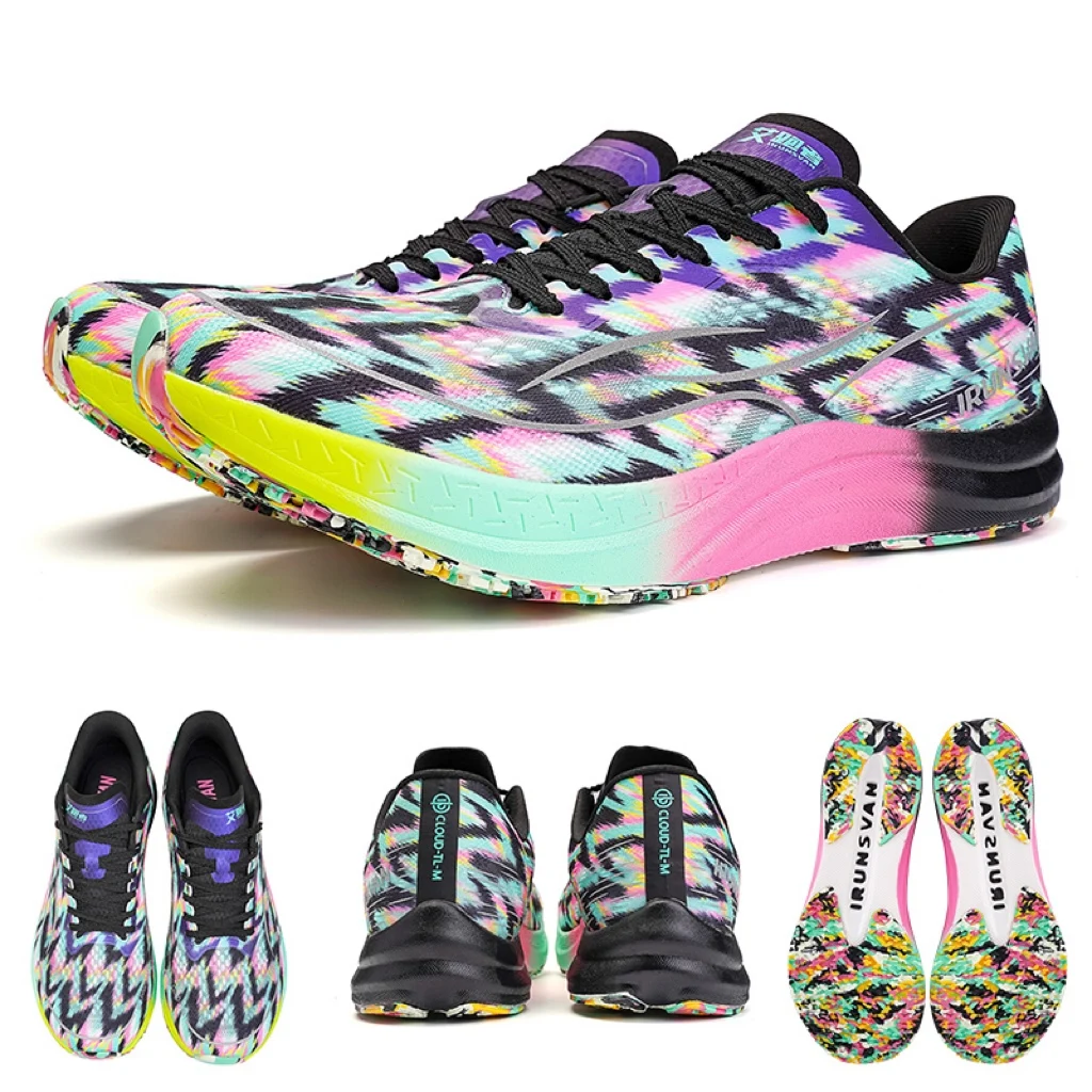 IRUNSVAN Professional Athletic Shoes Men 2024 Nylon Carbon Plate Color-Spliced Breathable Stability Fashion Sneakers Unisex