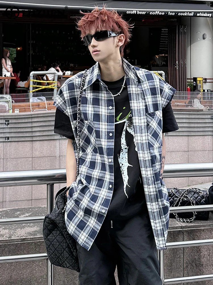 

Стильный оригинальный клетчатый жилет LUZHEN с принтом без рукавов, мужской свободный модный уличный Повседневный жилет 2024, бесплатная доставка LZ3876