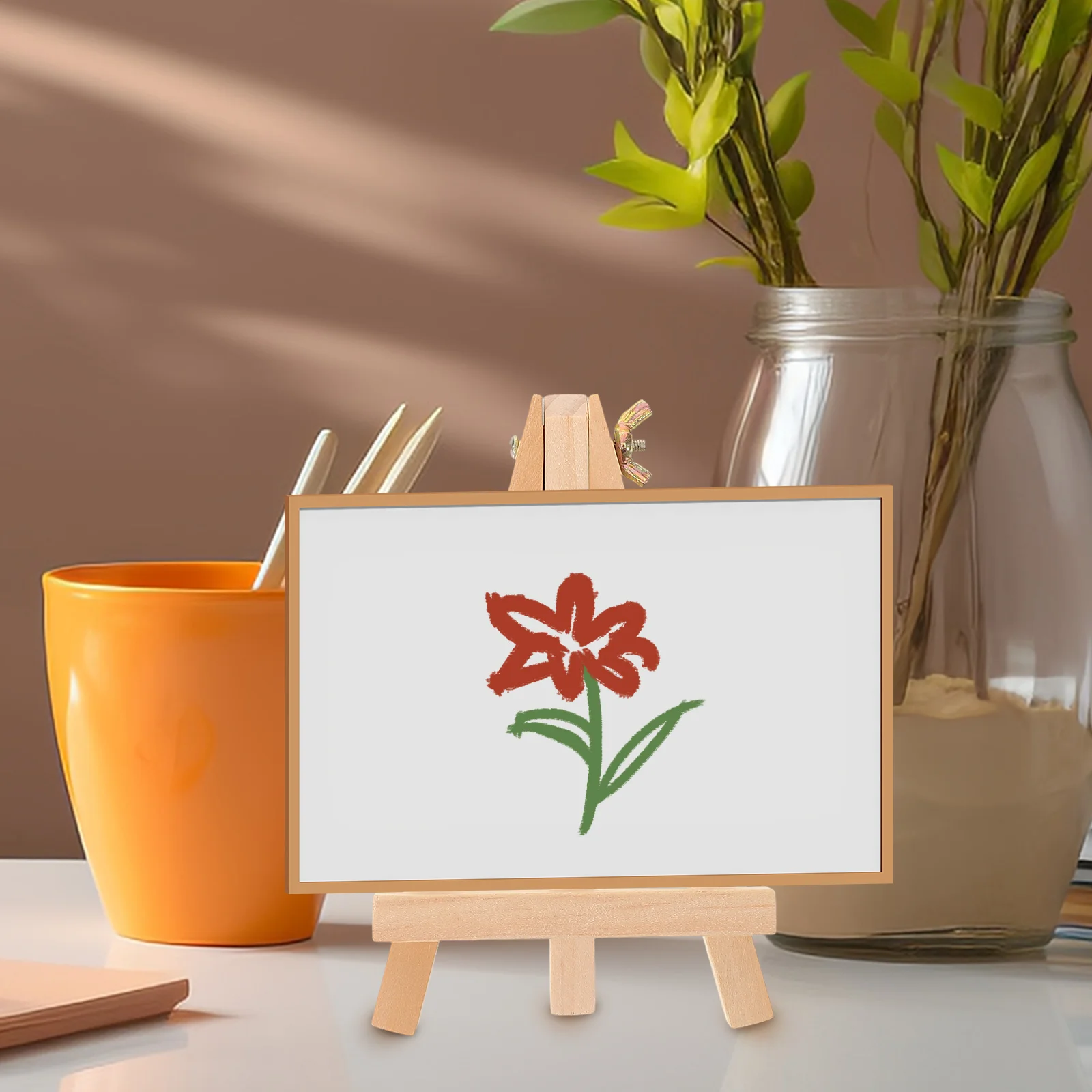 Mini Tabletop Wood Display Easel Small Painting Triangle Frame Bracket Photo Holder Seasoned Beechwood Easel Versatile