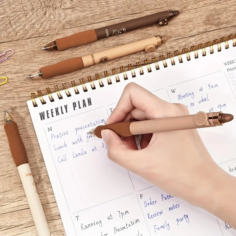 15pcs/set Cute Bear Erasable Pens, Kawaii Pens, 0.5mm Black/Blue Ink Erasable Pens, Student School Office Stationery Supplies
