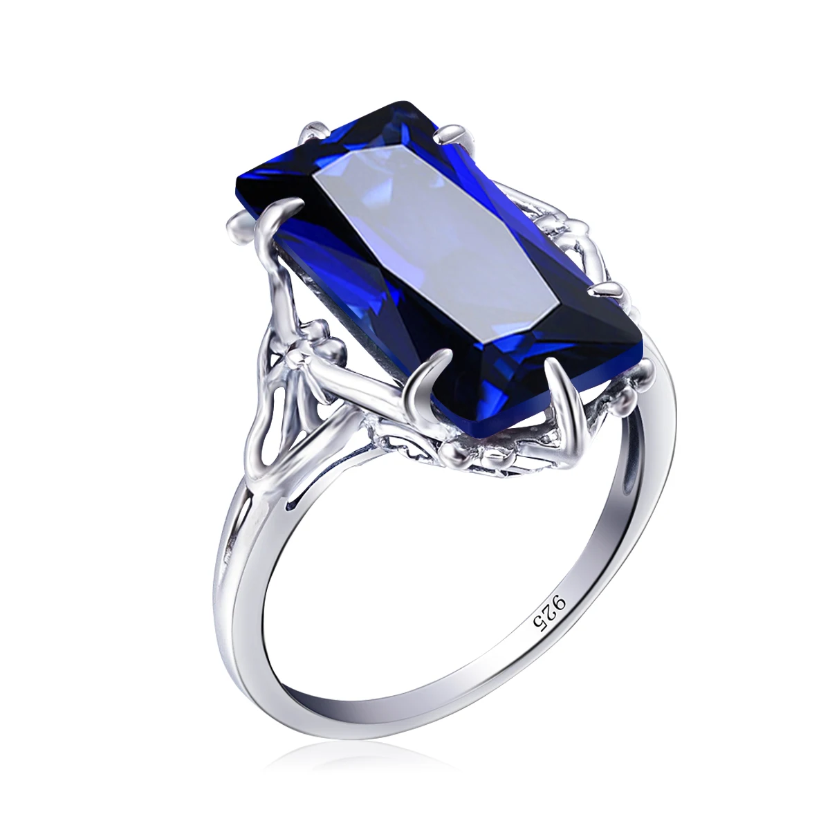 #448 BLUE LAB SAPPHIRE ANTIQUE DECO STYLE .925 STERLING SILVER RING SIZE 6.75 
