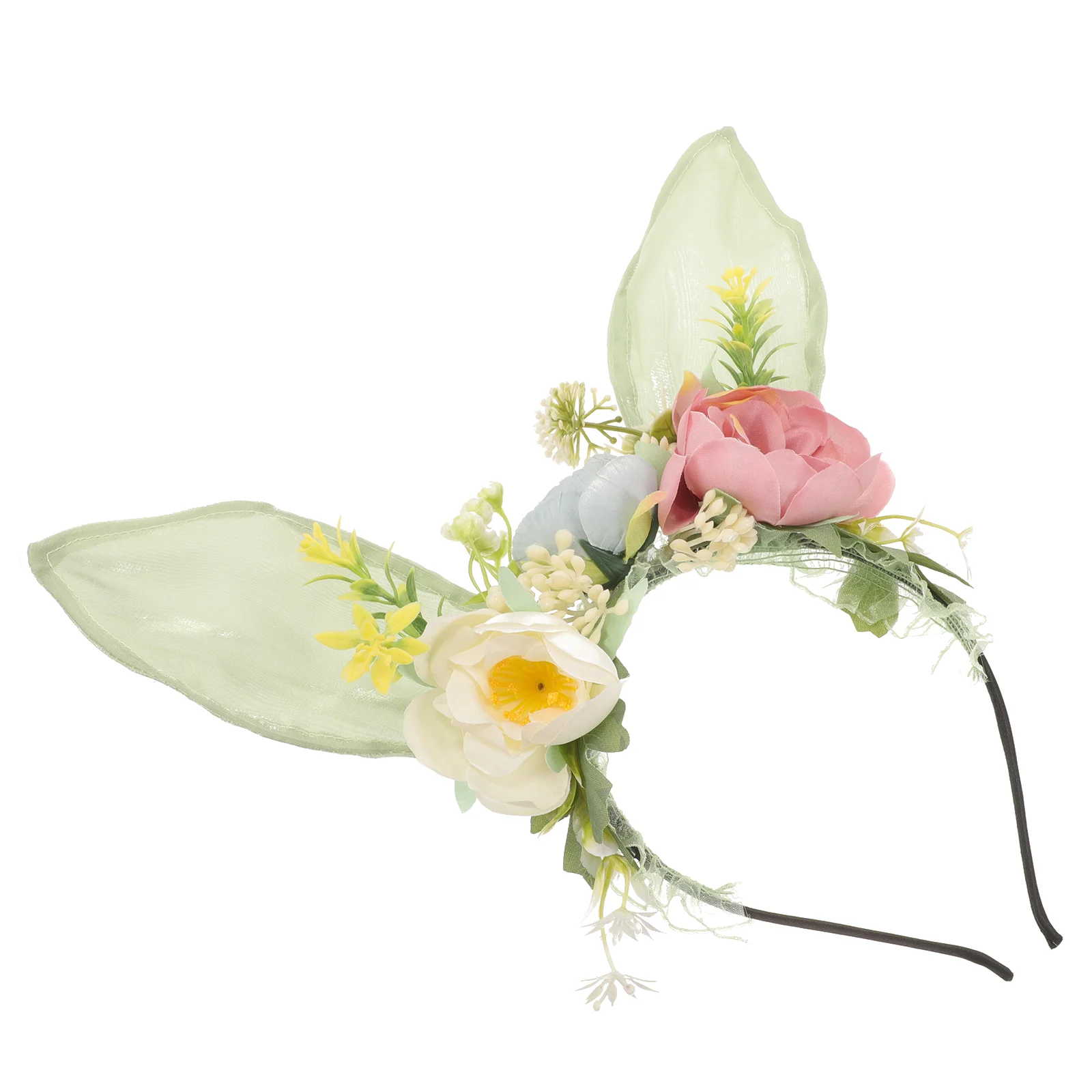 

Rabbit Ear Headband Sweet Children's Artificial Flower Outdoor Photo Baby Headwear Party