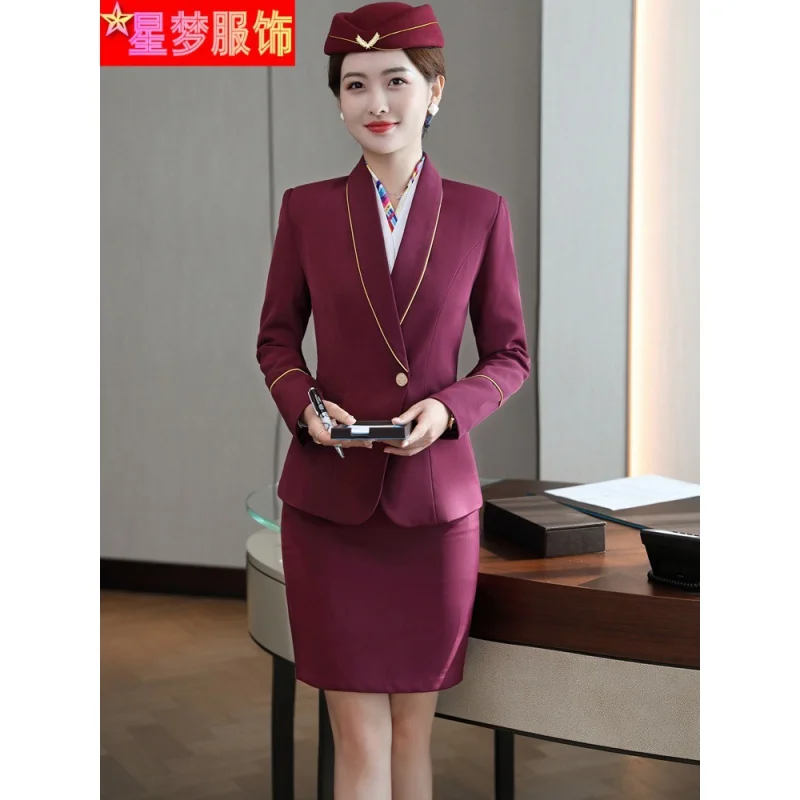 9922 Stewardess High-Speed Rail Flight Attendant Workwear Uniform Business Suit Hotel Front Desk Reception Welcome Work Clothes