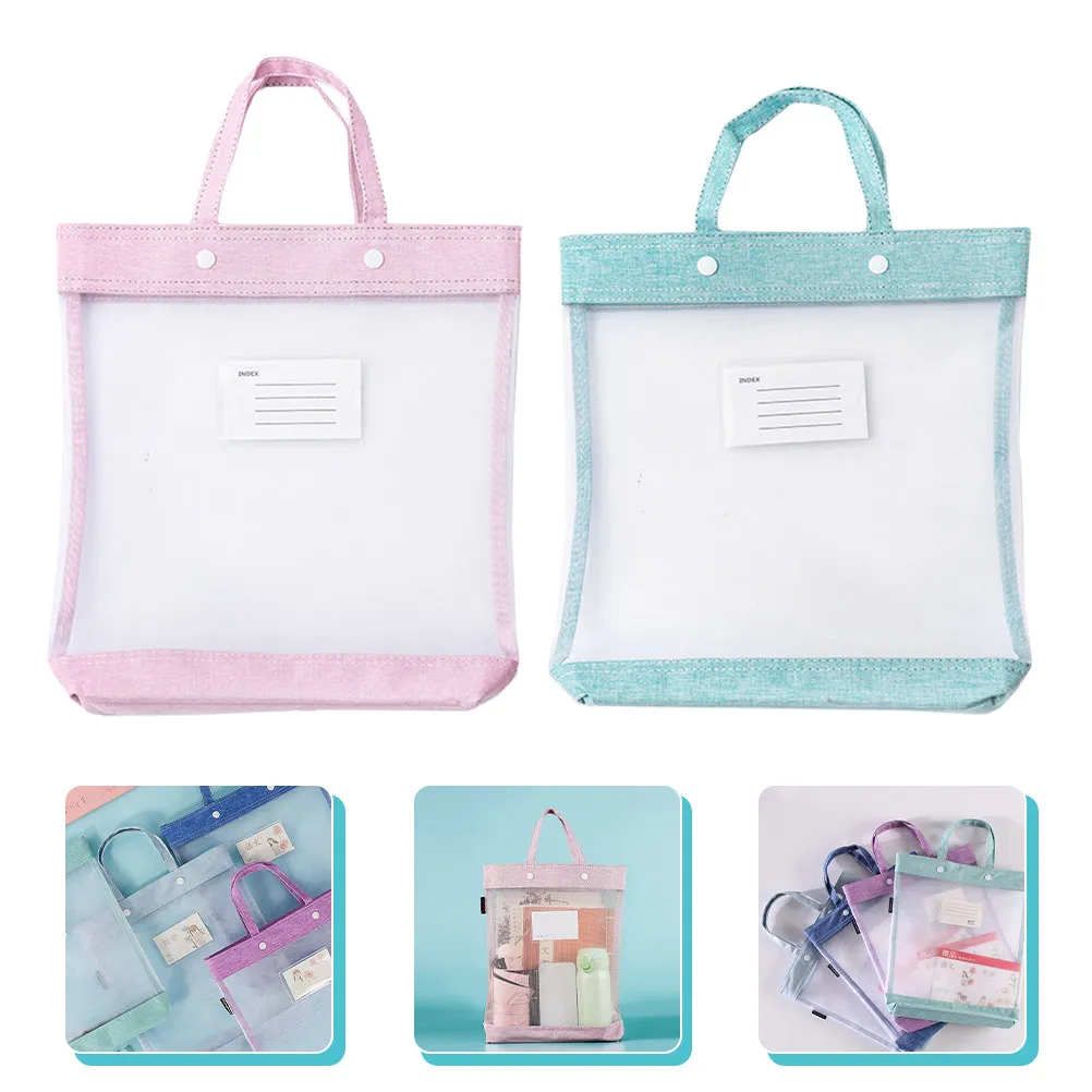 2Pcs 파일 가방 문서 정리함 스냅 버튼 휴대용 핸드헬드 문서 보관 폴더 학생 교사 사무실 파일