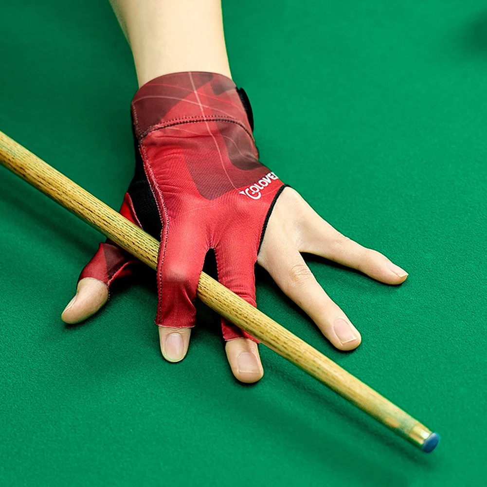 Open Finger Billiard Pool Gloves Adjustable Sticker Polyester Billiard Gloves Smooth Soft Portable Reusable Training Accessories