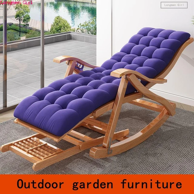 ALVA fauteuil transat extérieur en aluminium de couleur et bois massif