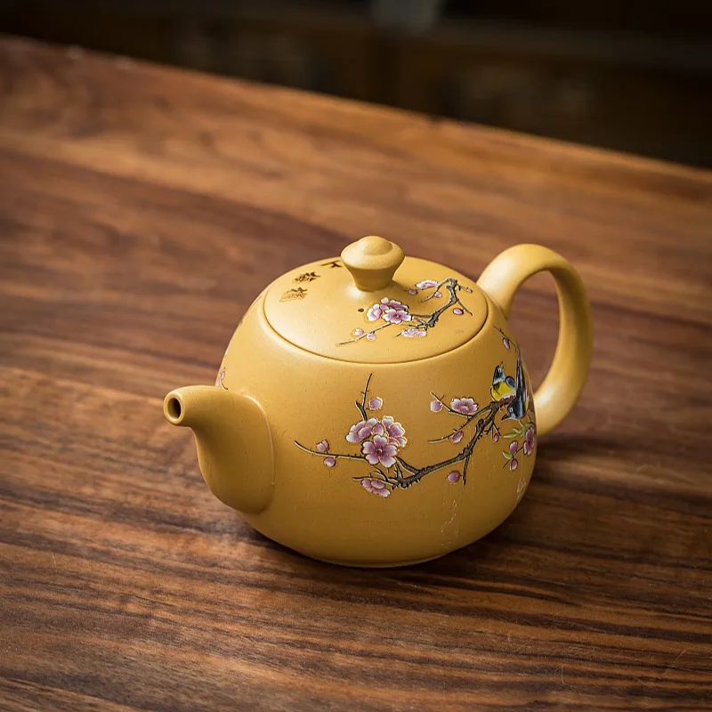 Chinese Style Raw Ore Gold Section Clay Purple Clay Teapot, High Temperature Discoloration Kung Fu Household, Handmade, New, 1Pc