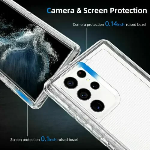 Shockproof Defender Hard Heavy Duty Clear Case with Belt Clip Holster and Screen Protector
