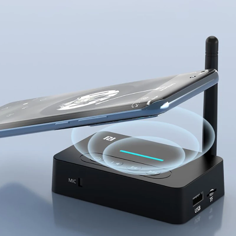 2 in 1 NFC 블루투스 오디오 리시버 송신기, USB U 디스크, TF 재생, 무선 스테레오 하이파이 음악 어댑터, 3.5mm AUX, 2 RCA 지지대