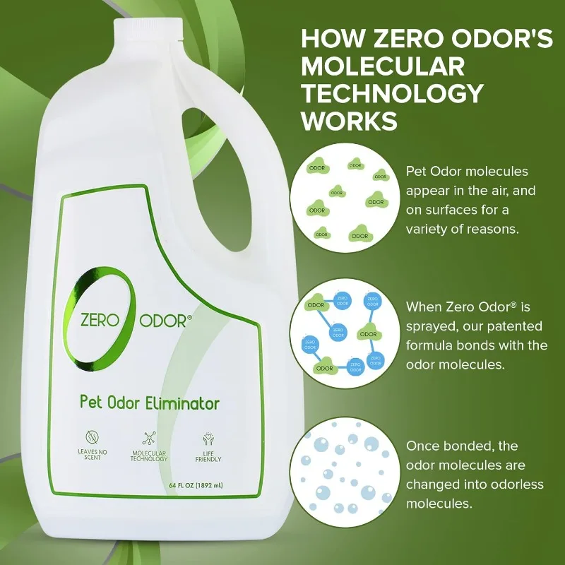 Zero Odor-Pet Odor Eliminator-Air & Surface &ndash; Best For Carpet, Furniture, Pet Bed Smell Great Again, 64oz Refill