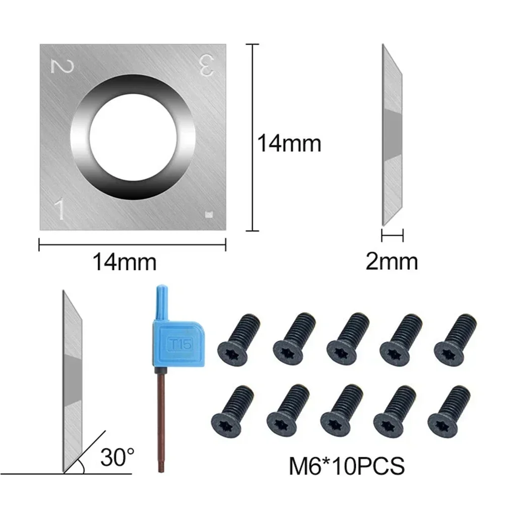 21pcs 나사가있는 카바이드 블레이드 렌치 14mm 사각형 카바이드 인서트 커터 선반 밀링 머신 용 터닝 도구 플랫 플레너
