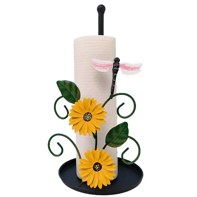 

Sunflower Kitchen Paper Towel Holder Rustic Style With Black Round Base Paper Roll Holders Hegivoc Metal Tissue Stand Accessory