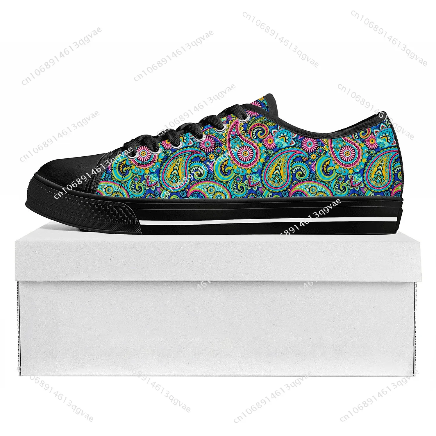 Paisley Print Gifts Low Top High Quality Sneakers Mens Womens Teenager Tailor-made Shoe Canvas Sneaker Casual Couple Shoes Black