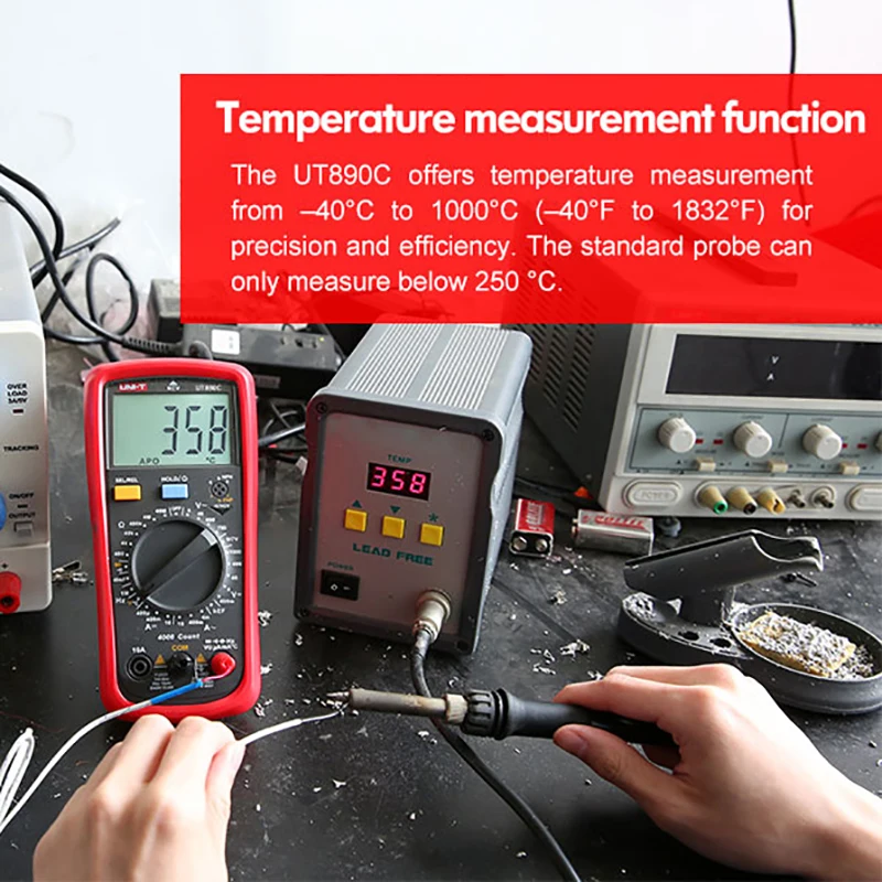 UNI T Digital Multimeter UT890C UT890D+ 6000 Counts Manual Frequency Temperature Voltage Ammeter AC DC DMM Capacitor Tester NCV 3