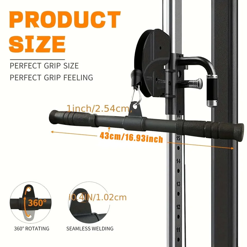 Attache de Câble à Barre Droite, Accessoires de Câble à Barre Tricep Rotative pour Machine à Câble de Gym Attache de Câble à Barre Droite, Accessoires de Câble à Barre Tricep Rotative pour Machine à Câble de Gym