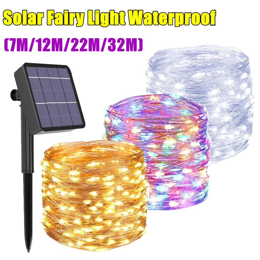 

Outdoor Solar String LED Lights 7m/12m/22m Solar Lamp for Fairy Holiday Christmas Party Garland Lighting IR Dimmable.