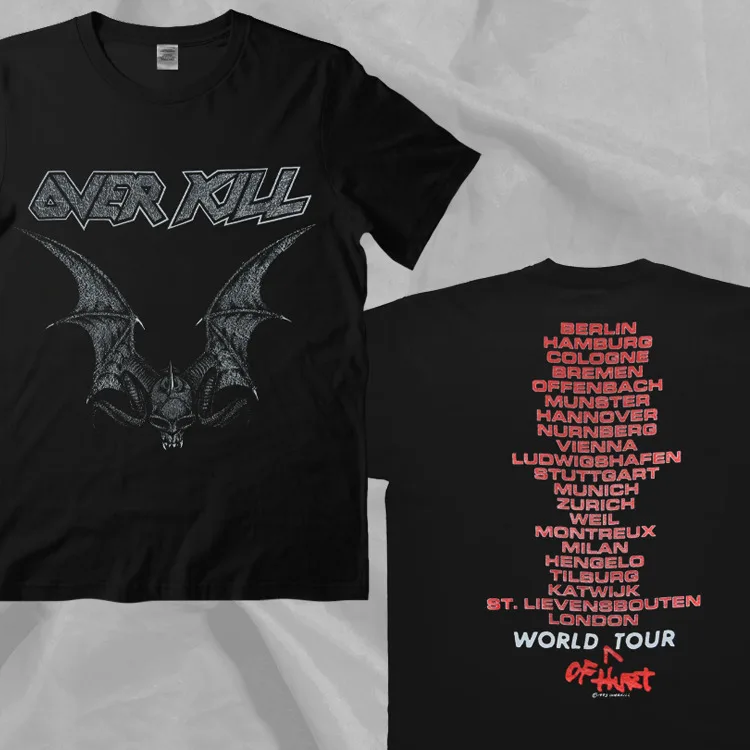 

Винтажная двухсторонняя черная футболка OVERKILL Band 1993 World Europe Tour
